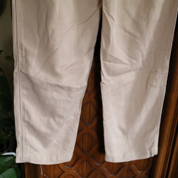 MNG Basics | Slim Tapered Cropped Ankle Drawstring Pants  - Khaki Tan, Size XS - Picture 10 of 13